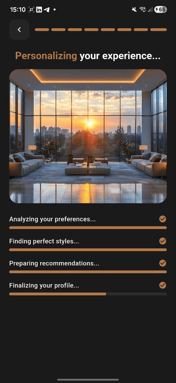 SnapDecor personalization progress screen