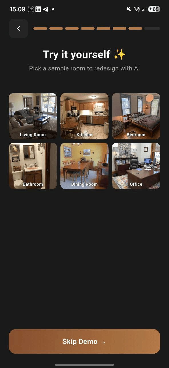 SnapDecor sample room picker