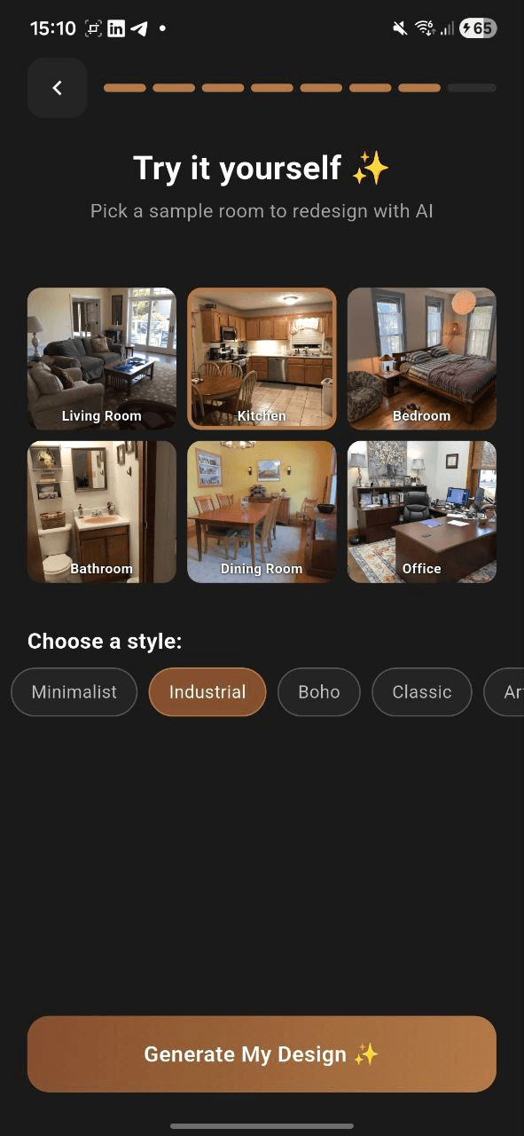 SnapDecor style chip selection for demo room