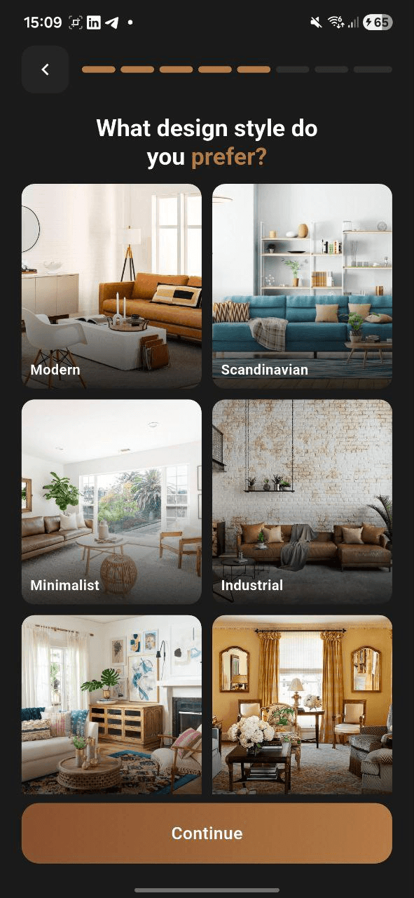 SnapDecor style selection screen